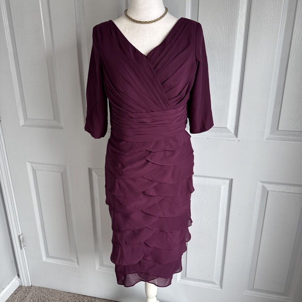 Chiffon Mother Of Bride Semi‎ Formal Wrap Bandage Column Dress Ruffle Layer READ